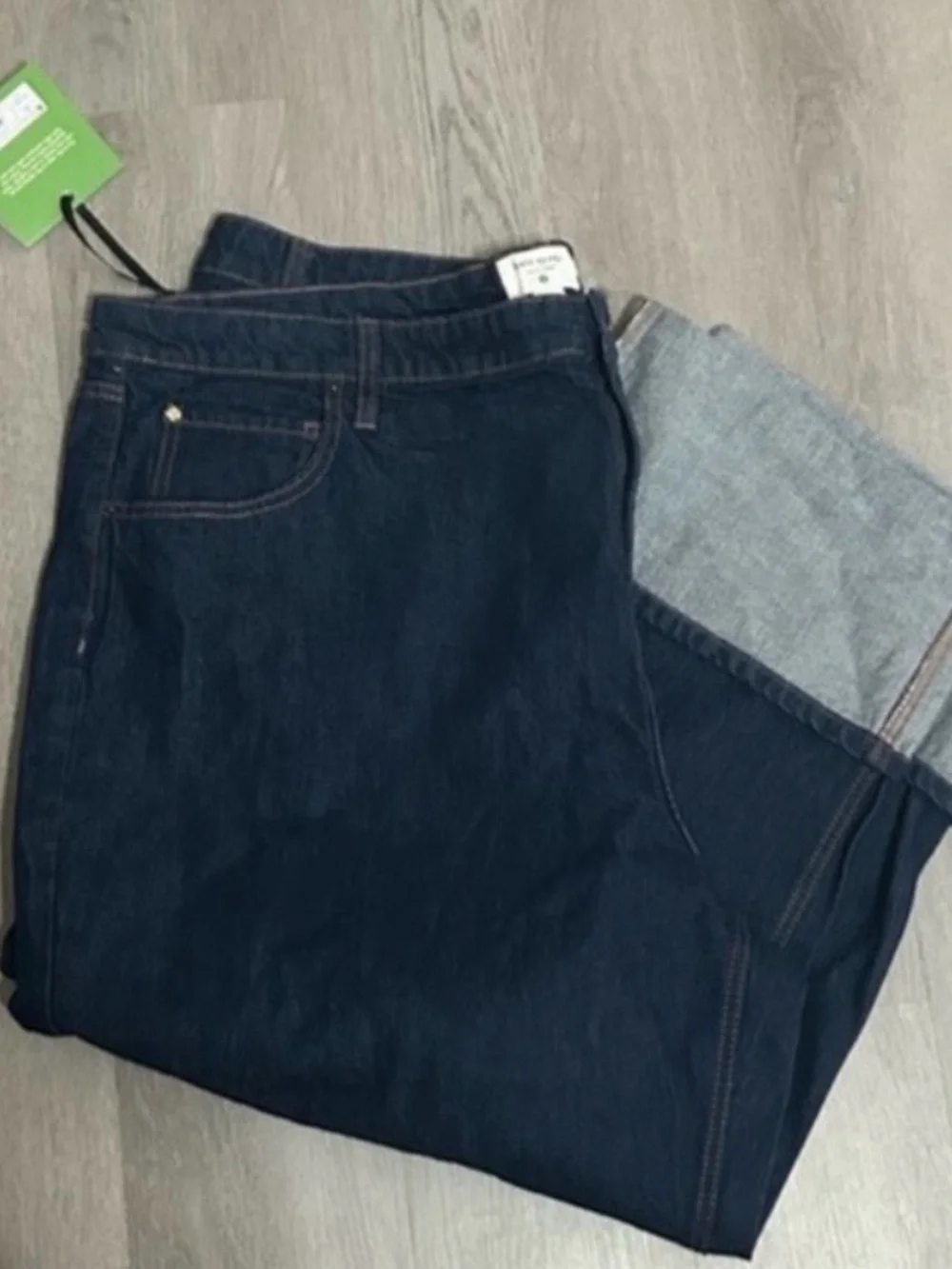 NWT kate spade X Target Size 20 Dark Indigo Wide-Leg Cuffed Cropped Jeans